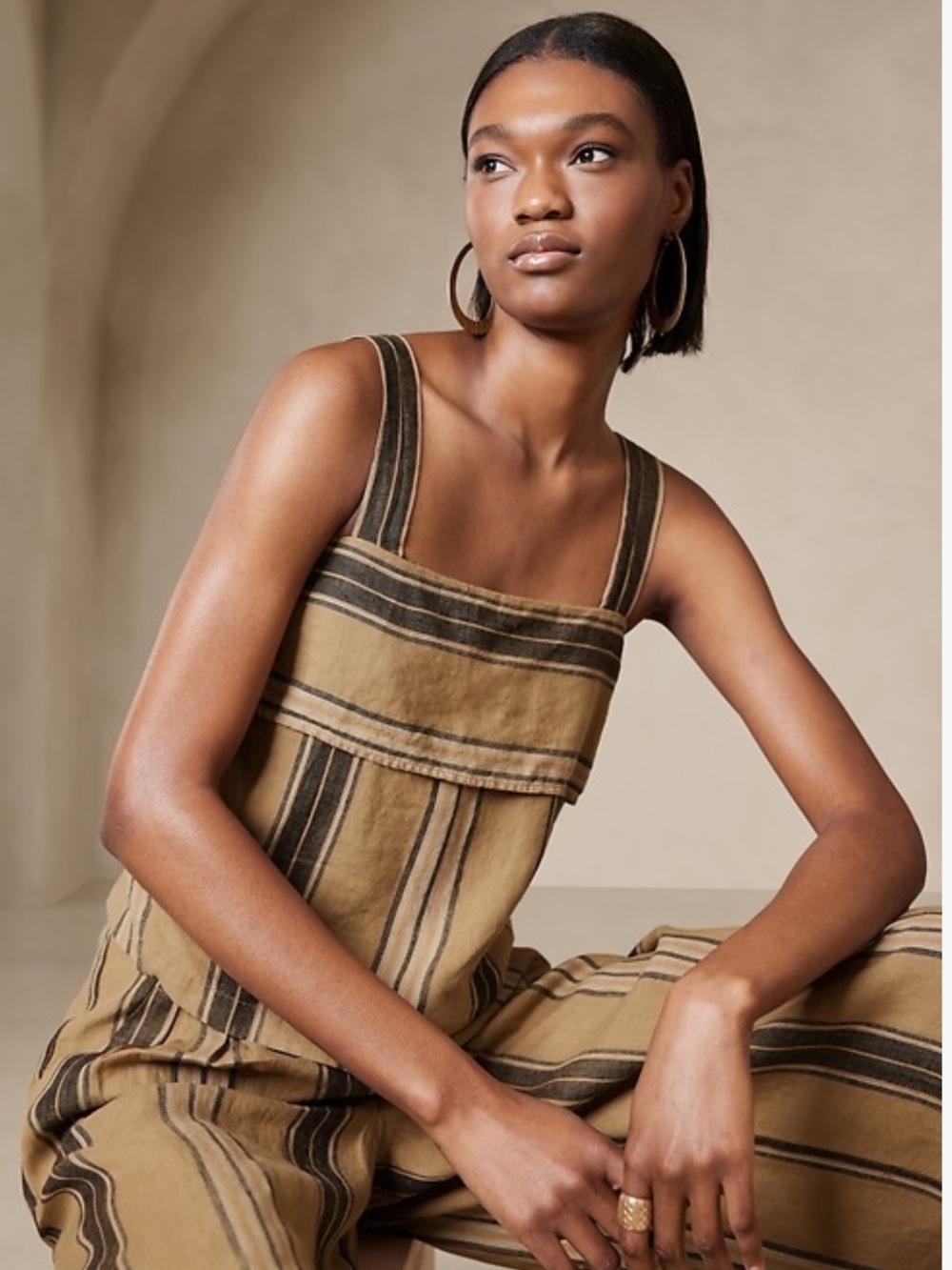 Banana Republic Mia Square Neck linen top